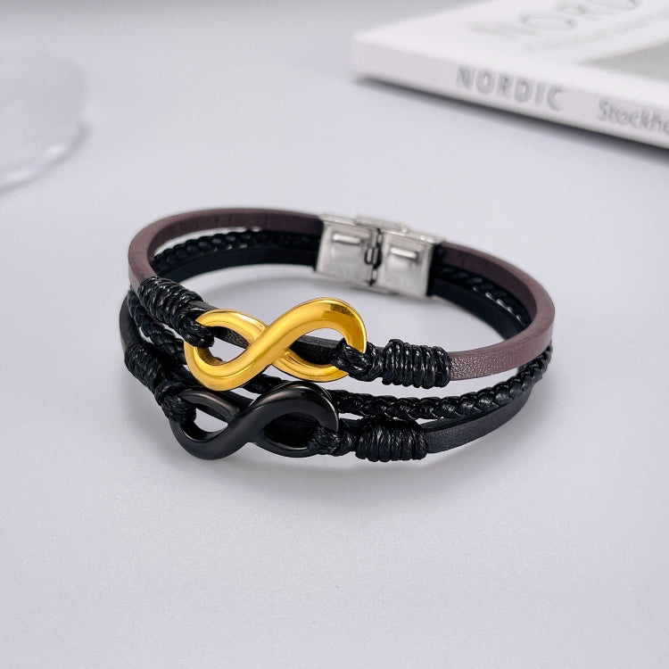 OPK PH1595 Personalized Stainless Steel Braided Multi-Layer Leather Bracelet - Bracelets by OPK | Online Shopping South Africa | PMC Jewellery | Buy Now Pay Later Mobicred