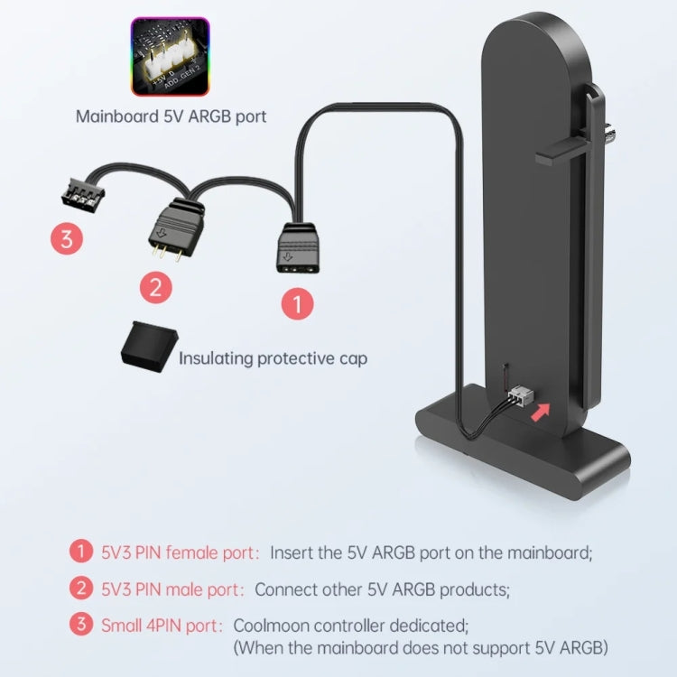 COOLMOON GH3 Computer ARGB Vertical Adjustable Lens Graphics Card Holder, Style: No Temperature Display White - Caddies & Enclosures by COOLMOON | Online Shopping South Africa | PMC Jewellery | Buy Now Pay Later Mobicred