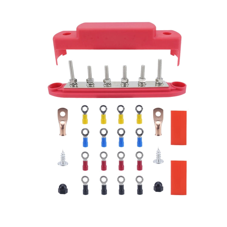 M6 RV Yacht High Current 6-column 250A Base Busbar, Color: Red with Accessories - Fuse by PMC Jewellery | Online Shopping South Africa | PMC Jewellery | Buy Now Pay Later Mobicred