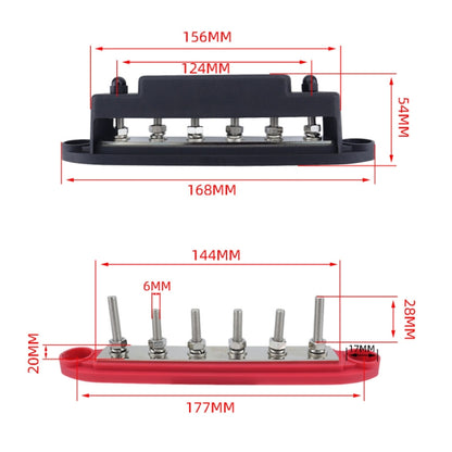 M6 RV Yacht High Current 6-column 250A Base Busbar, Color: Red with Accessories - Fuse by PMC Jewellery | Online Shopping South Africa | PMC Jewellery | Buy Now Pay Later Mobicred