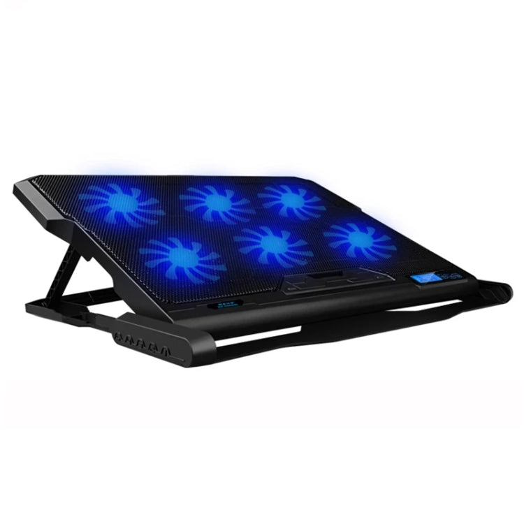 ICE COOREL K6 6-fans Adjustable LCD Display Laptop Stand Radiator(Black) - Cooling Pads by ICE COOREL | Online Shopping South Africa | PMC Jewellery | Buy Now Pay Later Mobicred