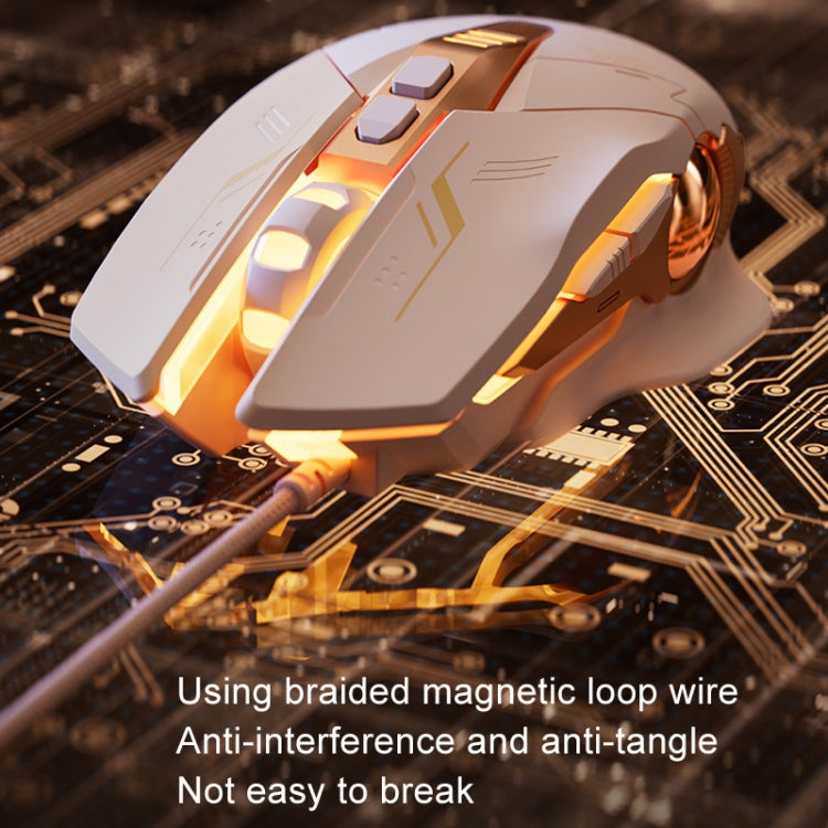 Inphic W8 Upgraded Wired Gaming Mice Macro Definition Light Emitting Mute Computer Mouse(Milk Tea Color) - Wired Mice by Inphic | Online Shopping South Africa | PMC Jewellery | Buy Now Pay Later Mobicred