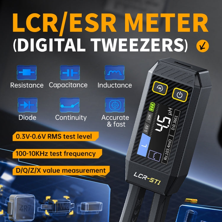 FNIRSI Digital Tweezers Resistor Capacitor Component Test Multimeter(LCR-ST1) - free shipping - PMC Jewellery - Order now!