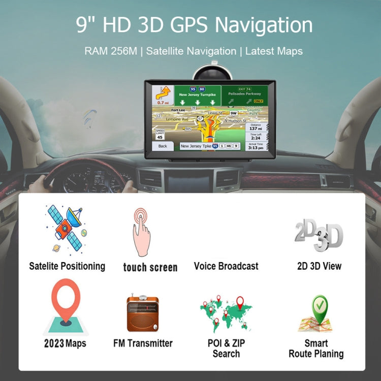 9 Inch 8G/256M Car GPS Navigator With Large Screen Capacitive Bluetooth Map, Area: United States, Canada, Mexico Map - Car MP3 & MP4 & MP5 by PMC Jewellery | Online Shopping South Africa | PMC Jewellery | Buy Now Pay Later Mobicred