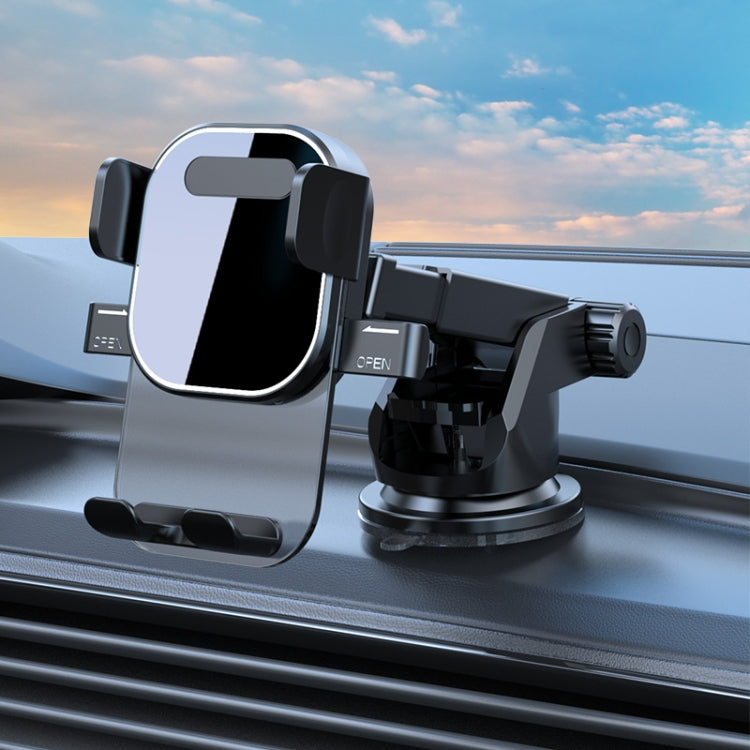 Car Suction Cup Dashboard Automatic Lock Mobile Phone Holder, Style: Glossy Telescopic Base - Universal Car Holders by PMC Jewellery | Online Shopping South Africa | PMC Jewellery | Buy Now Pay Later Mobicred