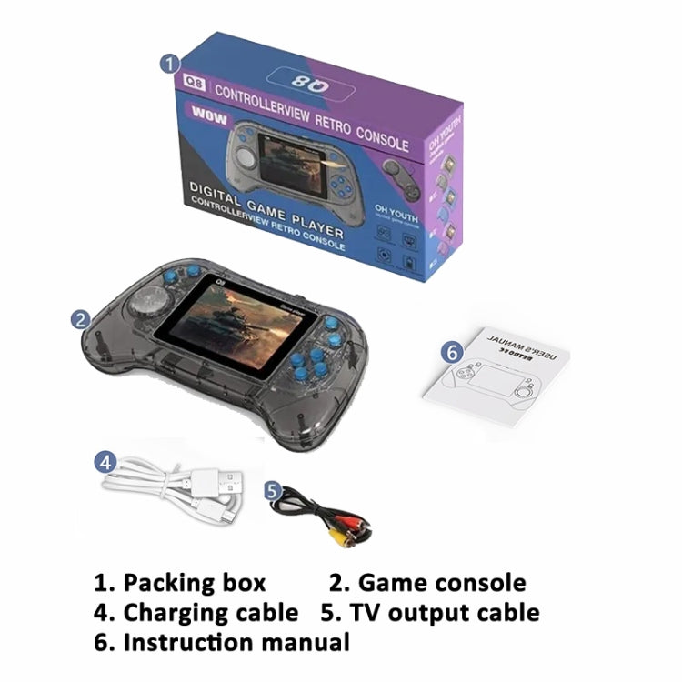 Q8 Handheld Game Console 3.0 Inch Screen Support TV Connection Built In 800 Games Doubles Transparent Purple - Pocket Console by PMC Jewellery | Online Shopping South Africa | PMC Jewellery | Buy Now Pay Later Mobicred