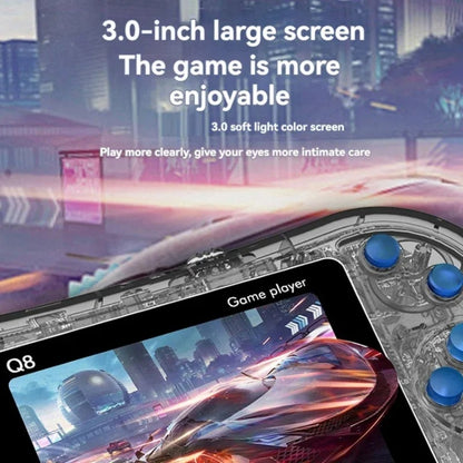 Q8 Handheld Game Console 3.0 Inch Screen Support TV Connection Built In 800 Games Singles Transparent Blue - Pocket Console by PMC Jewellery | Online Shopping South Africa | PMC Jewellery | Buy Now Pay Later Mobicred