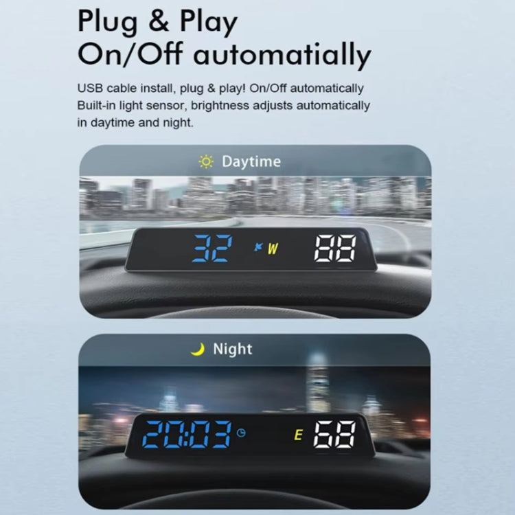 Head-up Display USB Powered High-definition Vehicle Code Altitude Meter(Blue White) - Head Up Display System by PMC Jewellery | Online Shopping South Africa | PMC Jewellery | Buy Now Pay Later Mobicred