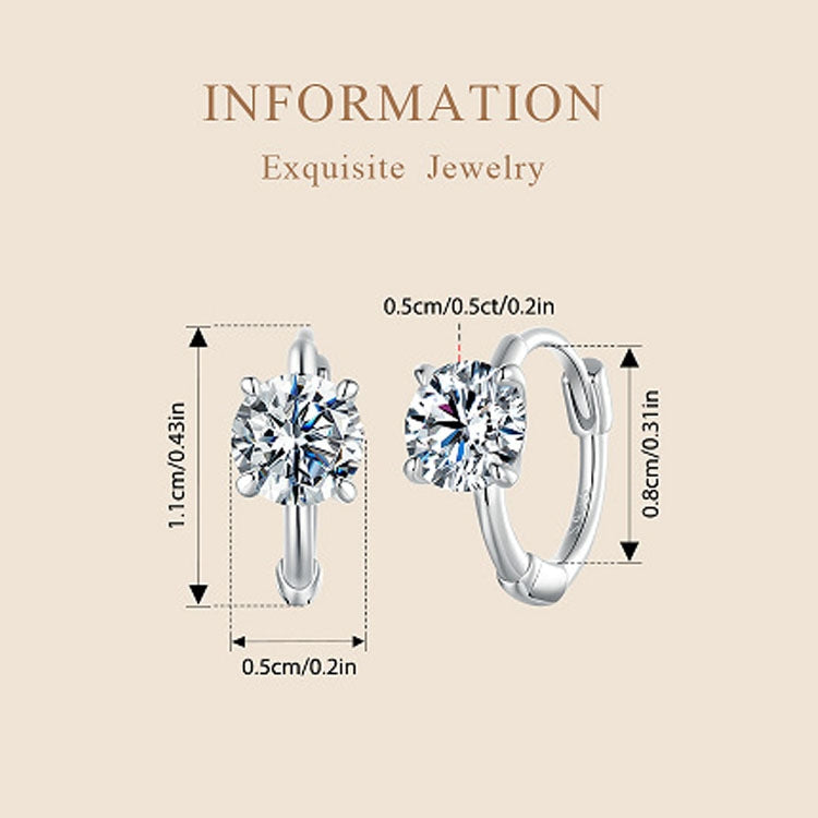 S925 Sterling Silver Platinum-Plated Moissanite Ear Clip Earrings(MSE064) - Stud Earrings & Earrings by PMC Jewellery | Online Shopping South Africa | PMC Jewellery | Buy Now Pay Later Mobicred