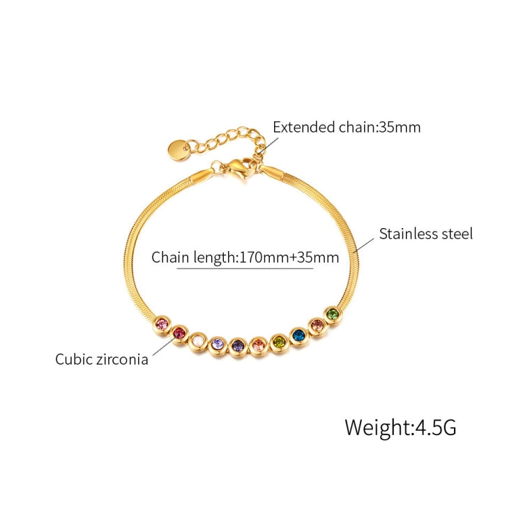 OPK GS1431 Titanium Steel Colorful Zirconia Hand Jewelry Stainless Steel Flat Chain Bracelet, Color: Steel Color - Bracelets by OPK | Online Shopping South Africa | PMC Jewellery | Buy Now Pay Later Mobicred