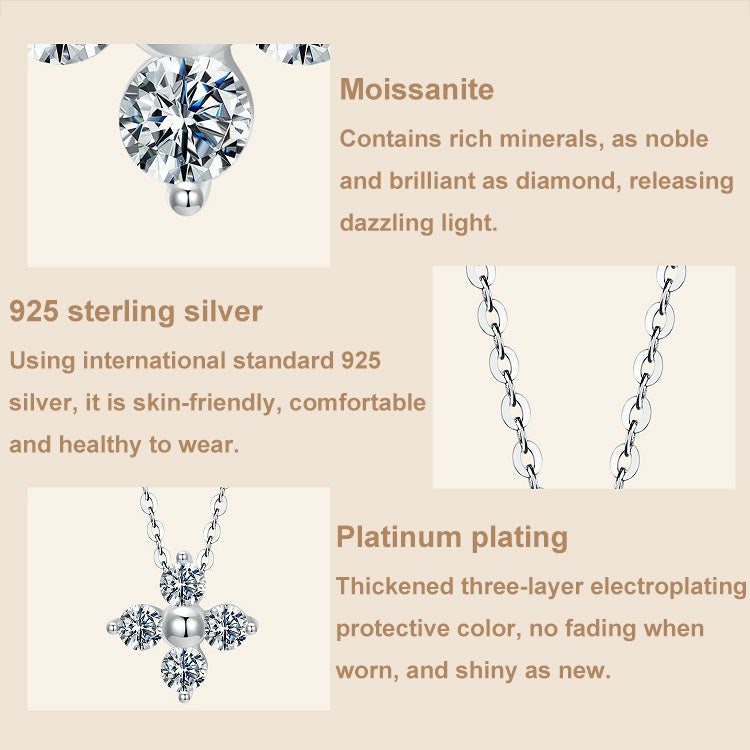 S925 Sterling Silver Plated with Platinum Lucky Four-leaf Clover Moissanite Necklace(MSN038) - Necklaces & Pendants by PMC Jewellery | Online Shopping South Africa | PMC Jewellery | Buy Now Pay Later Mobicred