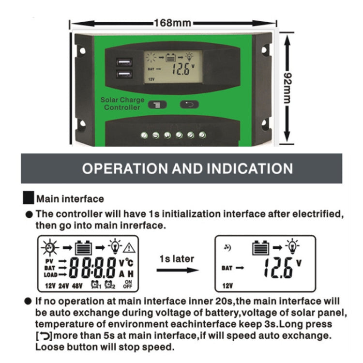 30A 12V/24V Solar Charge And Discharge Controller Dual USB Port LCD Solar Cells Panel Charge Regulator - Others by PMC Jewellery | Online Shopping South Africa | PMC Jewellery | Buy Now Pay Later Mobicred