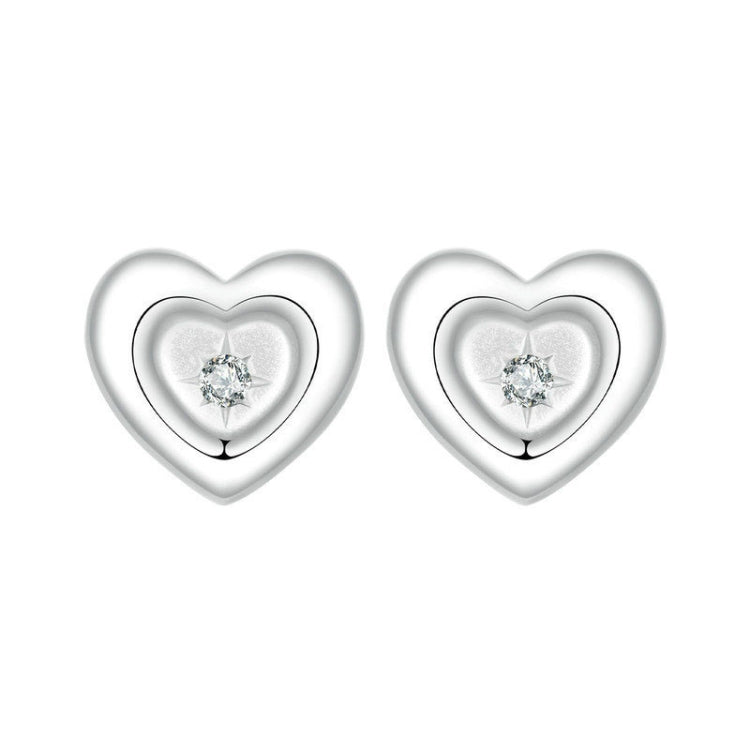 S925 Sterling Silver Platinum-plated Heart-shaped Star Earrings(BSE1045) - Stud Earrings & Earrings by PMC Jewellery | Online Shopping South Africa | PMC Jewellery | Buy Now Pay Later Mobicred