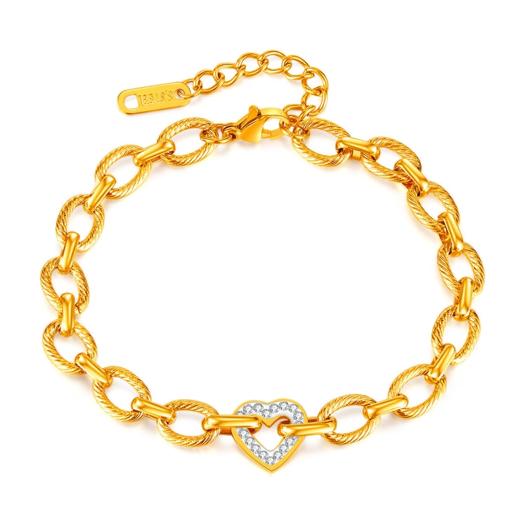 OPK GS1529 Stainless Steel Heart With Zirconia Bracelet, Color: Gold - Bracelets by OPK | Online Shopping South Africa | PMC Jewellery | Buy Now Pay Later Mobicred