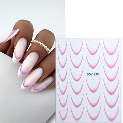 SD-1930 Line Nail Art Stickers Self-Adhesive Gradient Color French Manicure Stickers DIY Nail Tips Decals - Nail Stickers by PMC Jewellery | Online Shopping South Africa | PMC Jewellery | Buy Now Pay Later Mobicred