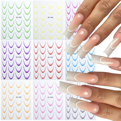 SD-1927 Line Nail Art Stickers Self-Adhesive Gradient Color French Manicure Stickers DIY Nail Tips Decals - Nail Stickers by PMC Jewellery | Online Shopping South Africa | PMC Jewellery | Buy Now Pay Later Mobicred