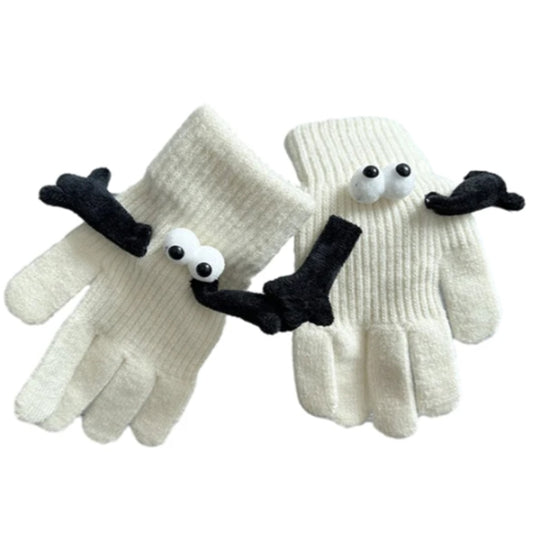 Fall Winter Couple Students Magnetic Warm Gloves Cute Dolls Outdoor Hand In Hand Mittens, Size: Average(White) - Full Finger Gloves by PMC Jewellery | Online Shopping South Africa | PMC Jewellery | Buy Now Pay Later Mobicred