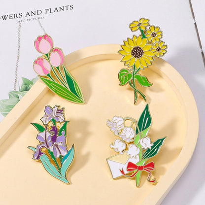 CZ0976-1 Cartoon Plant Flower Alloy Enamel Badge Garden Style Sunflower Clothing Bag Brooch Ornament - Brooches by PMC Jewellery | Online Shopping South Africa | PMC Jewellery | Buy Now Pay Later Mobicred