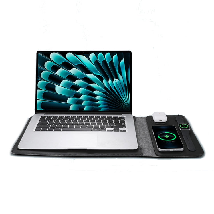 5 In 1 Laptop Sleeve With Wireless Charging Mouse Pad Desk Mat For 12-14 Inch Laptops(Black) - 13.3 inch by PMC Jewellery | Online Shopping South Africa | PMC Jewellery | Buy Now Pay Later Mobicred