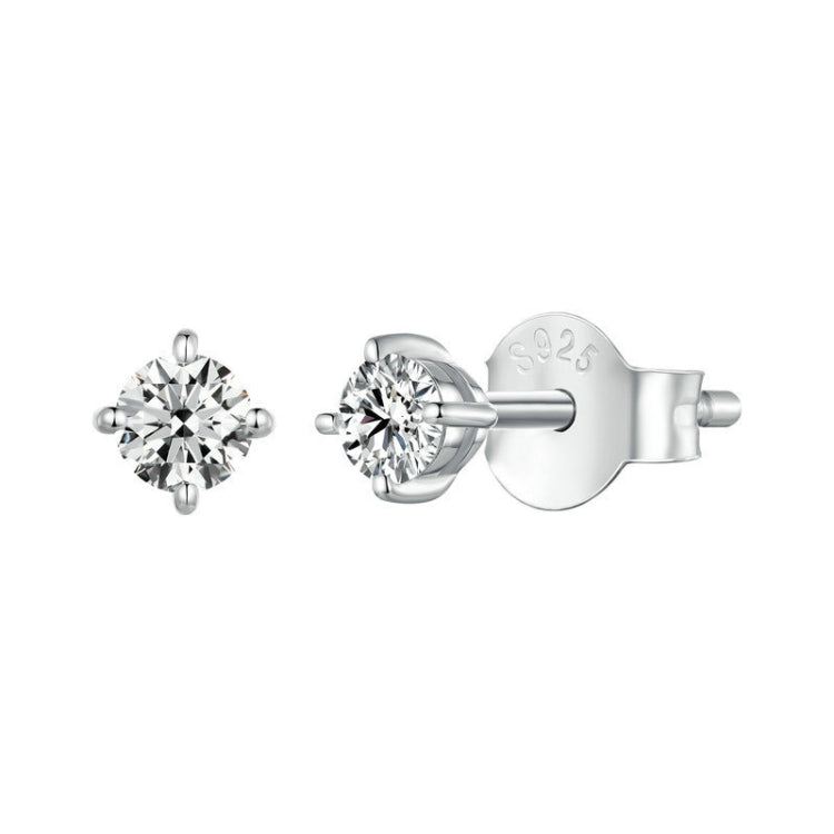 MSE038 S925 Sterling Silver Moissanite Earrings, Color: 0.5ct Silver - Stud Earrings & Earrings by PMC Jewellery | Online Shopping South Africa | PMC Jewellery | Buy Now Pay Later Mobicred