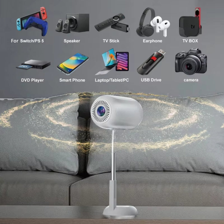 TS-6 Android 11 WiFi6 4K Mini Projector Hidden Lift Gimbal Projector UK Plug(White) - free shipping - PMC Jewellery - Order now!