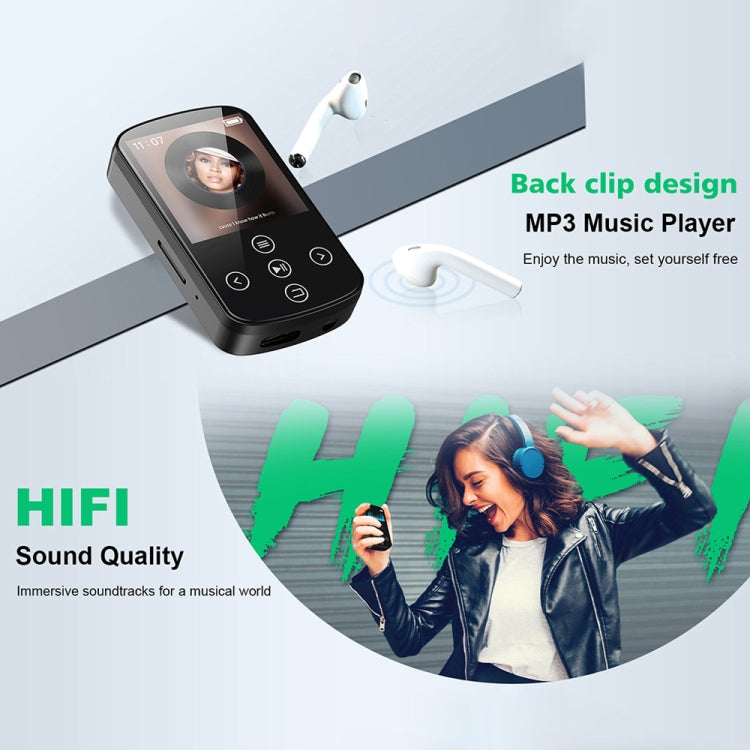 MP3 Bluetooth Music Player HIFI Sports Clip Touch Screen MP4, Memory: 8GB(Black) - MP3 Player by PMC Jewellery | Online Shopping South Africa | PMC Jewellery | Buy Now Pay Later Mobicred