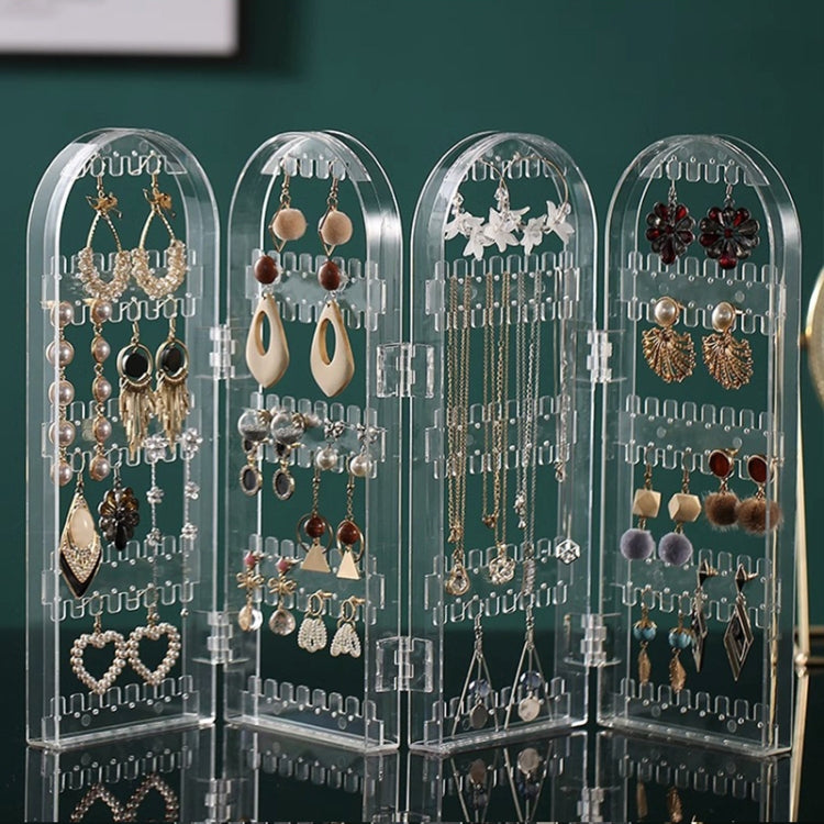 Earrings Studs Display Rack Folding Screen Jewelry Display Stand Necklace Storage Rack, Color: 2 Doors Clear - Jewelry Storages by PMC Jewellery | Online Shopping South Africa | PMC Jewellery | Buy Now Pay Later Mobicred