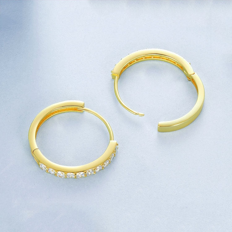 S925 Sterling Silver Gold-plated Silver Hoop Earrings Ear Ornaments, Color: Gold S - Stud Earrings & Earrings by PMC Jewellery | Online Shopping South Africa | PMC Jewellery | Buy Now Pay Later Mobicred