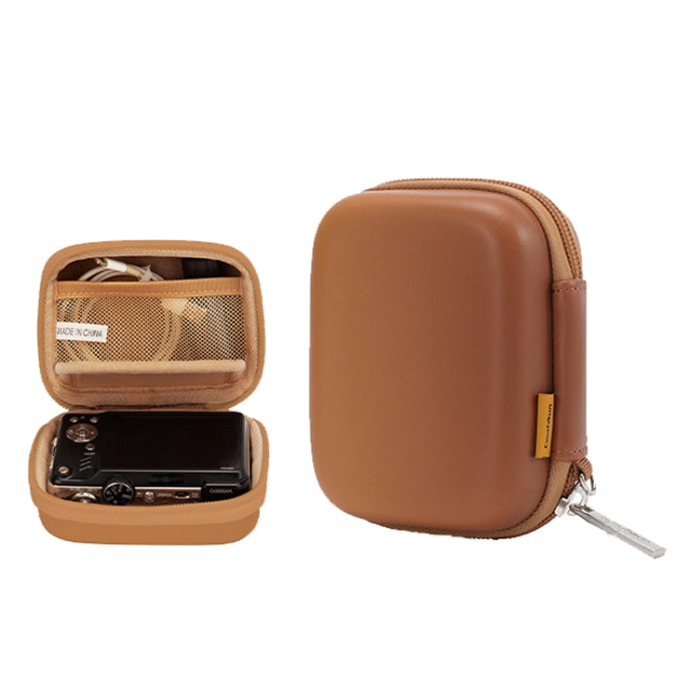 Cwatcun H45 Mini Storage Bag Small Microslice Digital Camera Bag PU Waterproof Hard Shell Bag(Brown) - Leather Bag by Cwatcun | Online Shopping South Africa | PMC TechLife | Buy Now Pay Later Mobicred