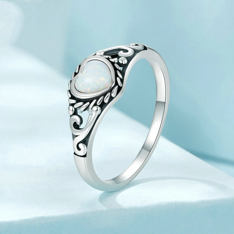 S925 Sterling Silver Opal Pattern Love Ring(No.7) - Rings by PMC Jewellery | Online Shopping South Africa | PMC Jewellery | Buy Now Pay Later Mobicred