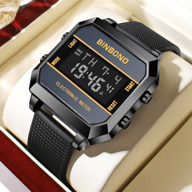 BINBOND D081 30m Waterproof Multifunctional Student Sports Electronic Watch(Black) - Silicone Strap Watches by BINBOND | Online Shopping South Africa | PMC Jewellery | Buy Now Pay Later Mobicred