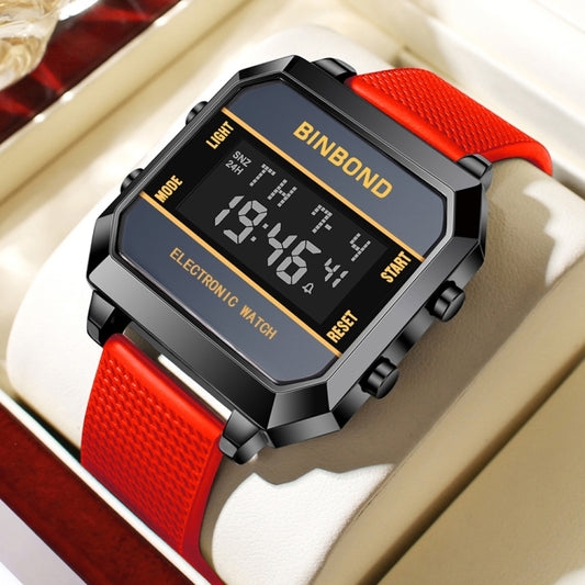 BINBOND D081 30m Waterproof Multifunctional Student Sports Electronic Watch(Red) - Silicone Strap Watches by BINBOND | Online Shopping South Africa | PMC Jewellery | Buy Now Pay Later Mobicred