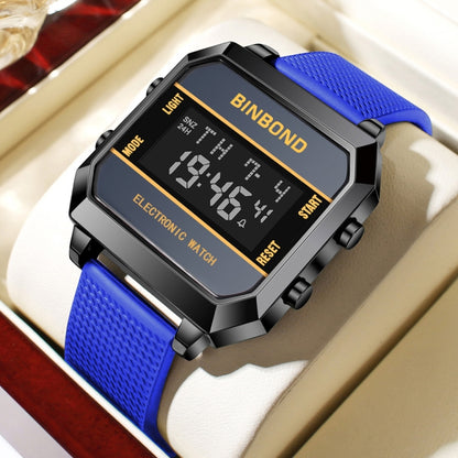 BINBOND D081 30m Waterproof Multifunctional Student Sports Electronic Watch(Blue) - Silicone Strap Watches by BINBOND | Online Shopping South Africa | PMC Jewellery | Buy Now Pay Later Mobicred