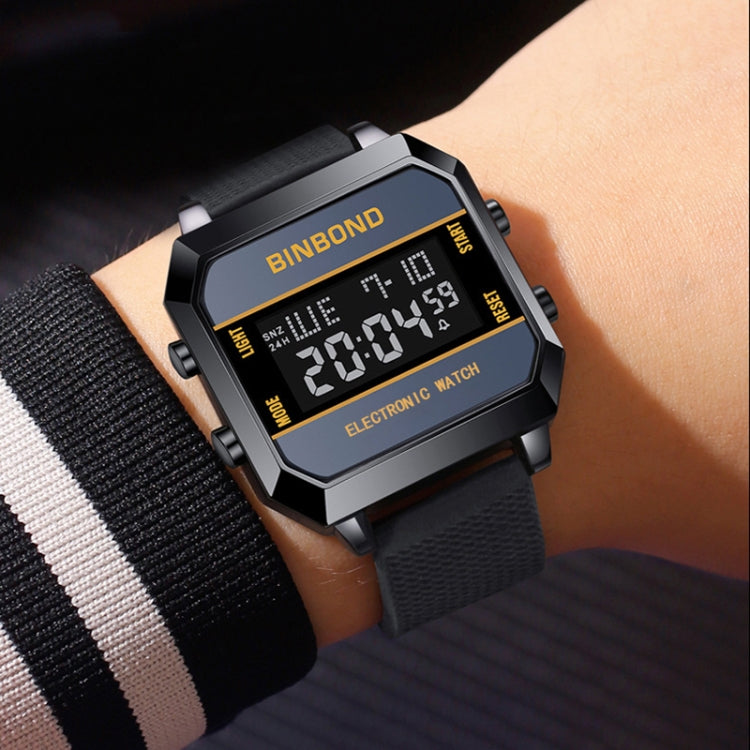 BINBOND D081 30m Waterproof Multifunctional Student Sports Electronic Watch(Black) - Silicone Strap Watches by BINBOND | Online Shopping South Africa | PMC Jewellery | Buy Now Pay Later Mobicred