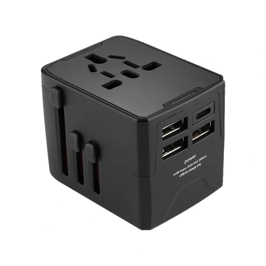 3 x USB & 1 x USB-C / Type-C Travel Plug Adapter International Universal Charging Block(Black) - Plug Adaptor by PMC Jewellery | Online Shopping South Africa | PMC Jewellery | Buy Now Pay Later Mobicred