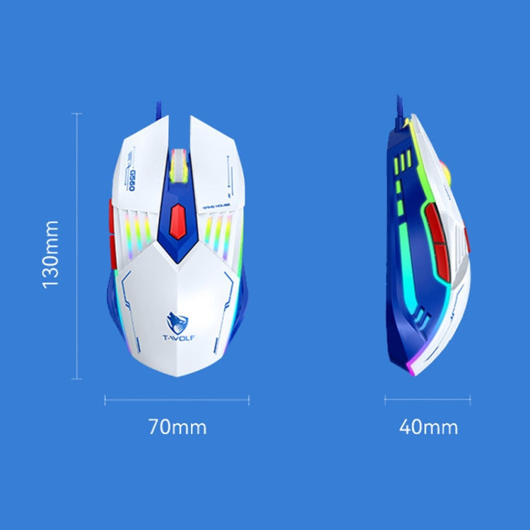 T-WOLF G560 6-keys Cool Breathing Light Gaming Wired Mouse Mechanical Office Silent Mouse(Gray) - free shipping - PMC TechLife - Order now!