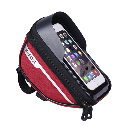 B-SOUL Bicycle Handlebar Bag Mountain Bike Riding Touch Screen Cell Phone Bag(Red) - Bicycle Bags by B-SOUL | Online Shopping South Africa | PMC Jewellery | Buy Now Pay Later Mobicred