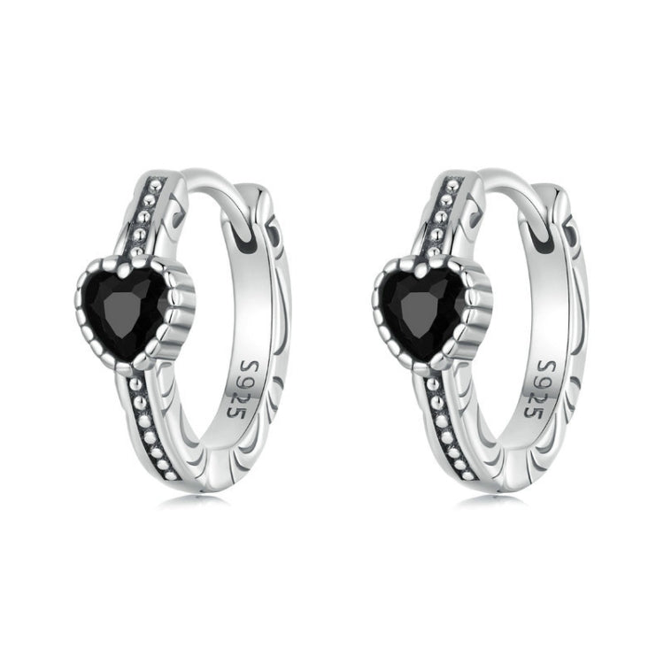 S925 Sterling Silver Oxidized Retro Elegant Heart-shaped Pattern Earrings(SCE1800) - Stud Earrings & Earrings by PMC Jewellery | Online Shopping South Africa | PMC Jewellery | Buy Now Pay Later Mobicred