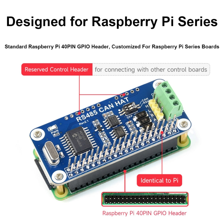 Waveshare 14882 For Raspberry Pi RS485 SPI CAN HAT Bus Module - free shipping - PMC TechLife - Order now!