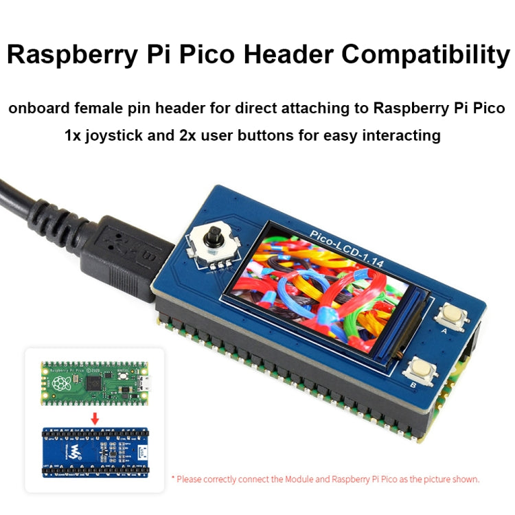 Waveshare 19340 For Raspberry Pi Pico 1.14inch 65K Colors LCD Display Module - free shipping - PMC TechLife - Order now!