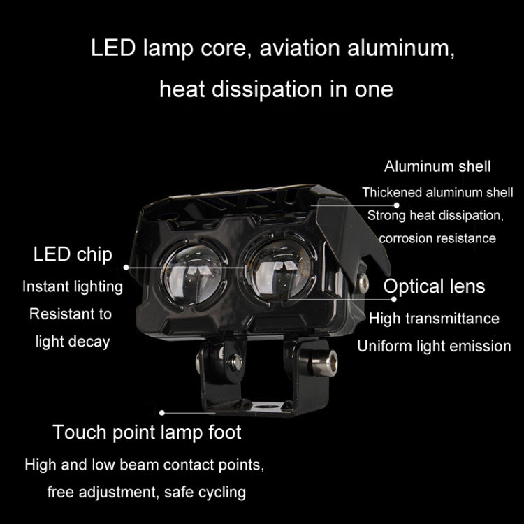 20W Motorcycle Spotlight High Bright Two Color Modified External Water-resistant LED Lens Headlight(Always Bright - 3 Wire) - Headlights by PMC TechLife | Online Shopping South Africa | PMC TechLife | Buy Now Pay Later Mobicred