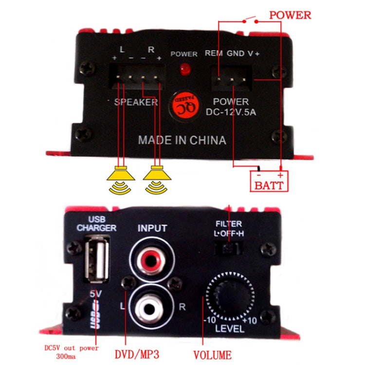 Kinter MA-150 Car Audio / Video 12V 2.0 Channel Mini Amplifier - Car Amplifiers by PMC Jewellery | Online Shopping South Africa | PMC Jewellery | Buy Now Pay Later Mobicred