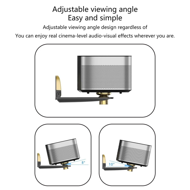 Aluminum Alloy Pan Head Adjustable Foldable Projector Wall Mount(Black Gold) - Other by PMC TechLife | Online Shopping South Africa | PMC TechLife | Buy Now Pay Later Mobicred