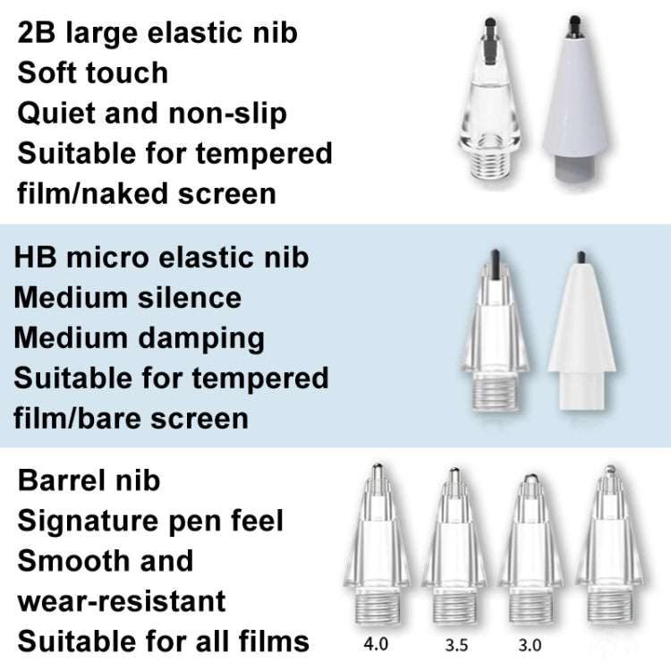 For Huawei M-Pencil 2 / 3 Mute Damping Anti-slip Replacement Nibs, Style: 2B High Elasticity White - Pencil Accessories by PMc TechLife | Online Shopping South Africa | PMc TechLife | Buy Now Pay Later Mobicred