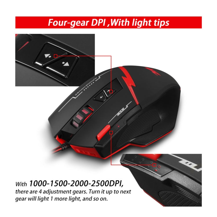ZELOTES C8 8-buttons Ergonomic Game Programming Custom Wired Mouse(Black) - free shipping - PMC TechLife - Order now!