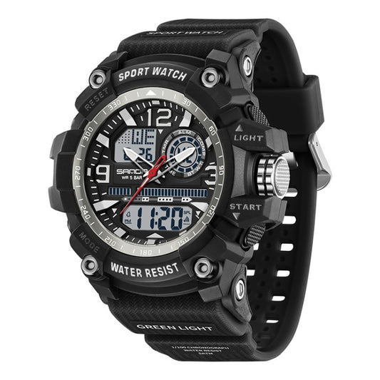 SANDA Large Dial Electronic Watch Multi-function Outdoor Sports Watch(Black White) - Sport Watches by SANDA | Online Shopping South Africa | PMC Jewellery | Buy Now Pay Later Mobicred