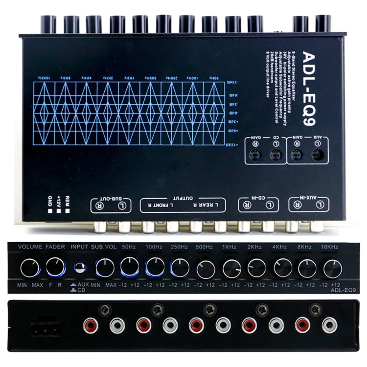 ADL-EQ9  Car Audio 9-Band Equalizer EQ Tuning Crossover Amplifier(Black) - Car Amplifiers by PMC Jewellery | Online Shopping South Africa | PMC Jewellery | Buy Now Pay Later Mobicred