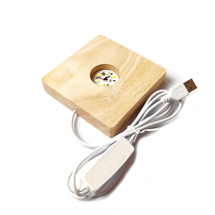 LED Light Solid Wood Luminous Base for Resin Art Acrylic Glass Lights Square 8x2cm(Warm Light) - free shipping - PMc TechLife - Order now!