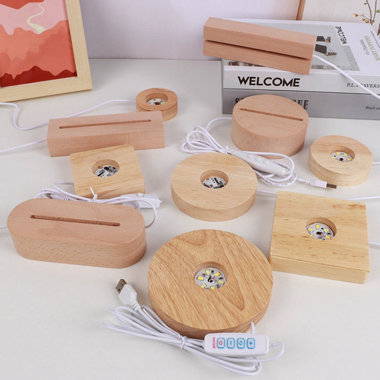 LED Light Solid Wood Luminous Base for Resin Art Acrylic Glass Lights Rectangular 18cm(Three-color Light) - free shipping - PMc TechLife - Order now!