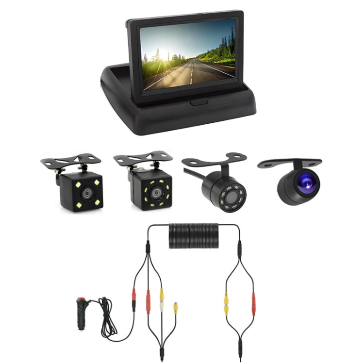 4.3 Inch Display Night Vision Water-resistant Reversing Camera +7 Meter Extension Cable, Color: Detachable Screen + External 4 Light Camera - free shipping - PMC TechLife - Order now!